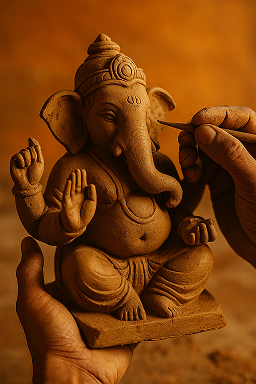 Eco-Friendly Fire Clay Ganesh Idol